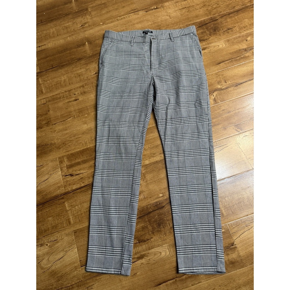 ELWOOD Black & White Houndstooth Check Skinny Pants 38x33